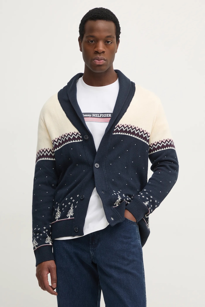 Lindbergh cardigan bărbați, culoarea bleumarin, 30-805059