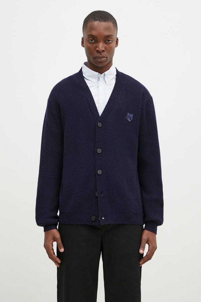 Maison Kitsuné kardigan z domieszką wełny Bold Fox Head