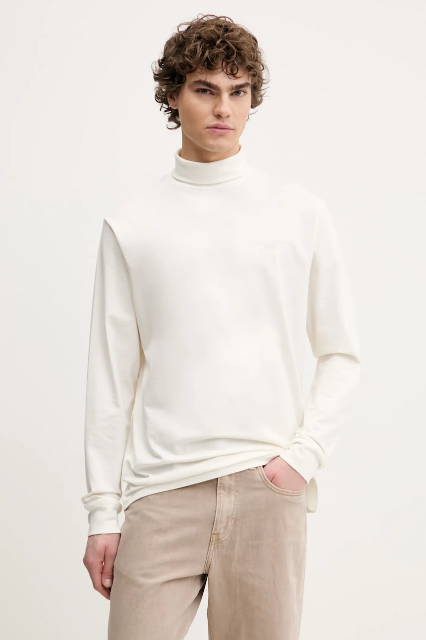 Marc O'Polo longsleeve barbati, culoarea bej, neted Marc O'Polo longsleeve barbati, culoarea bej, neted