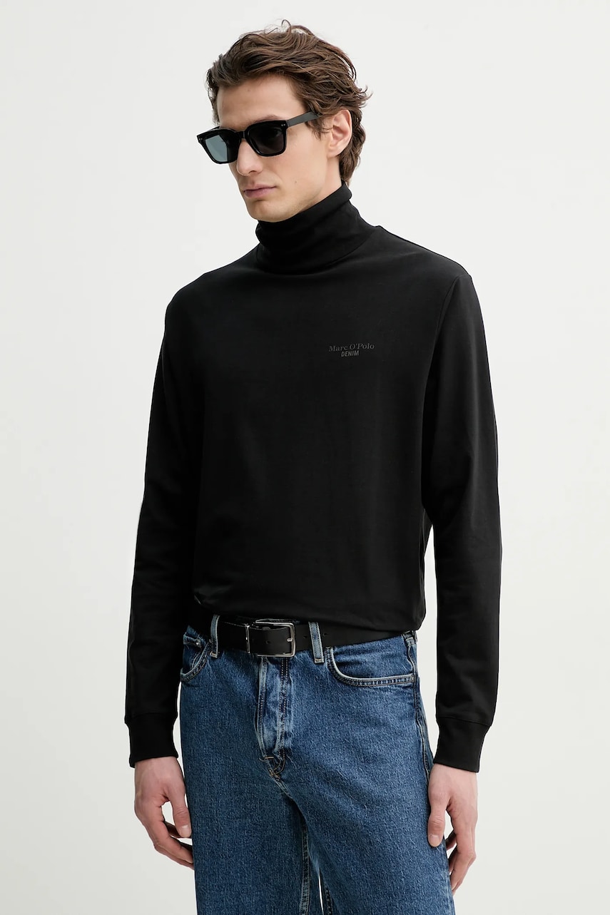 Marc O\'Polo longsleeve barbati, culoarea negru, neted