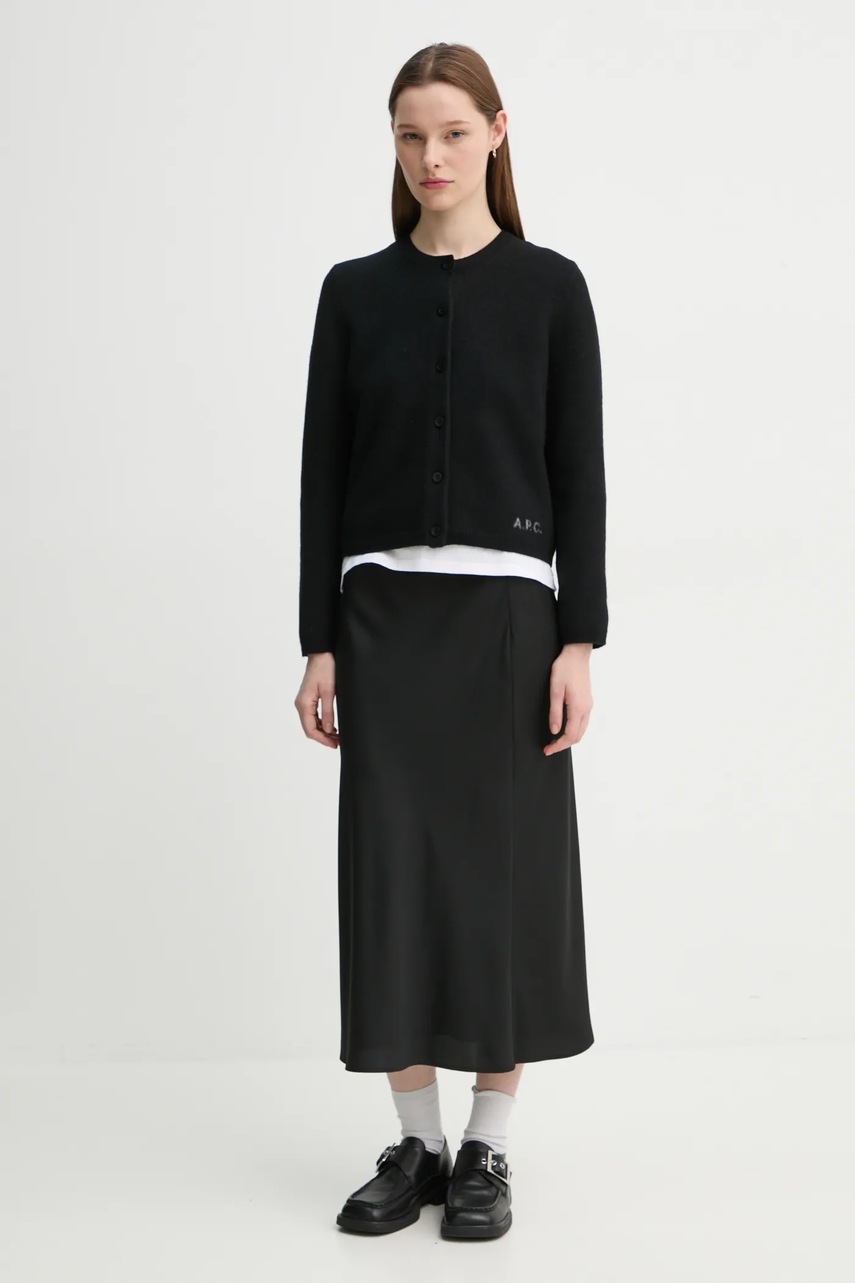 Шерстяной кардиган A.P.C. cardigan mila цвет чёрный WVBDK.F22301 Шерстяной кардиган A.P.C. cardigan mila цвет чёрный WVBDK.F22301