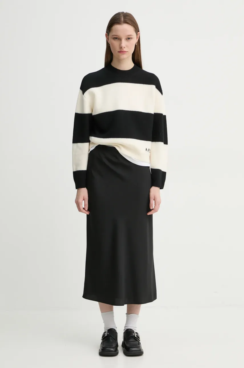 Шерстяной свитер A.P.C. pull penny женский цвет чёрный с полугольфом WVBDL.F23370 Шерстяной свитер A.P.C. pull penny женский цвет чёрный с полугольфом WVBDL.F23370