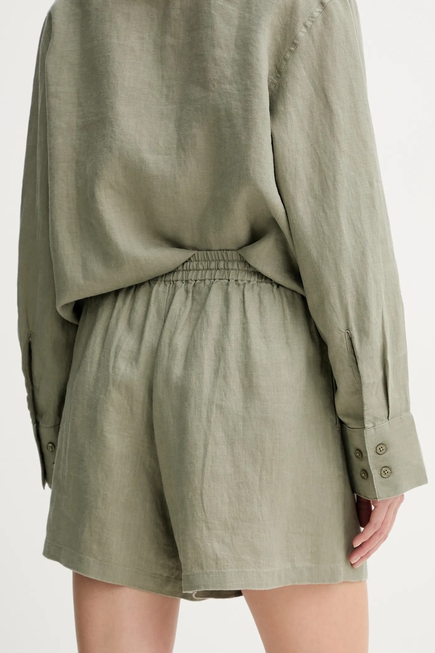 Σορτς από λινό Samsoe Samsoe MAREN χρώμα: πράσινο, F23900001 φωτογραφία