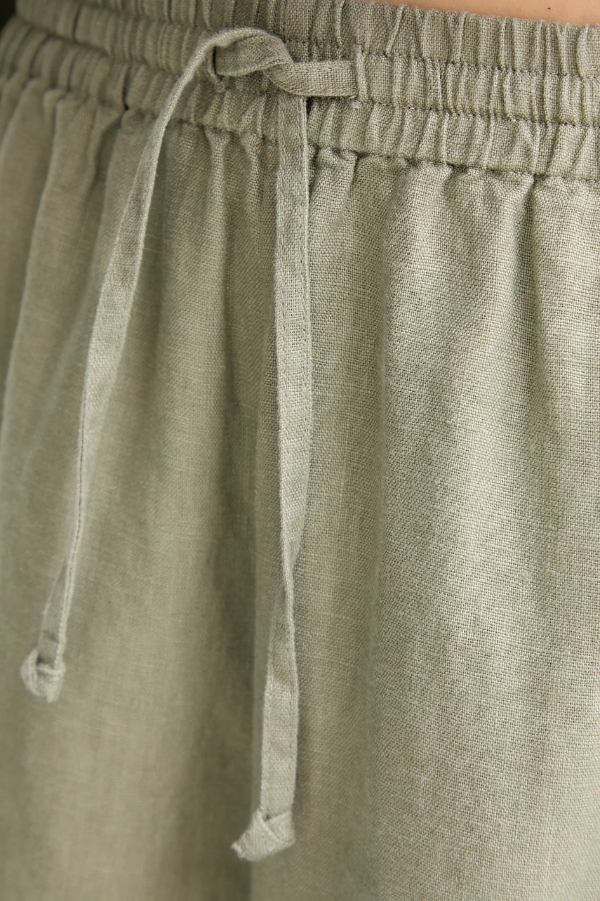 Σορτς από λινό Samsoe Samsoe MAREN χρώμα: πράσινο, F23900001 φωτογραφία