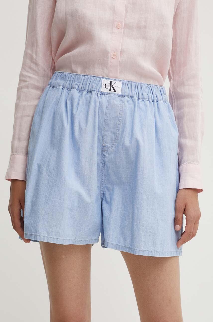 Levně Bavlněné šortky Calvin Klein Jeans hladké, high waist, J20J224344