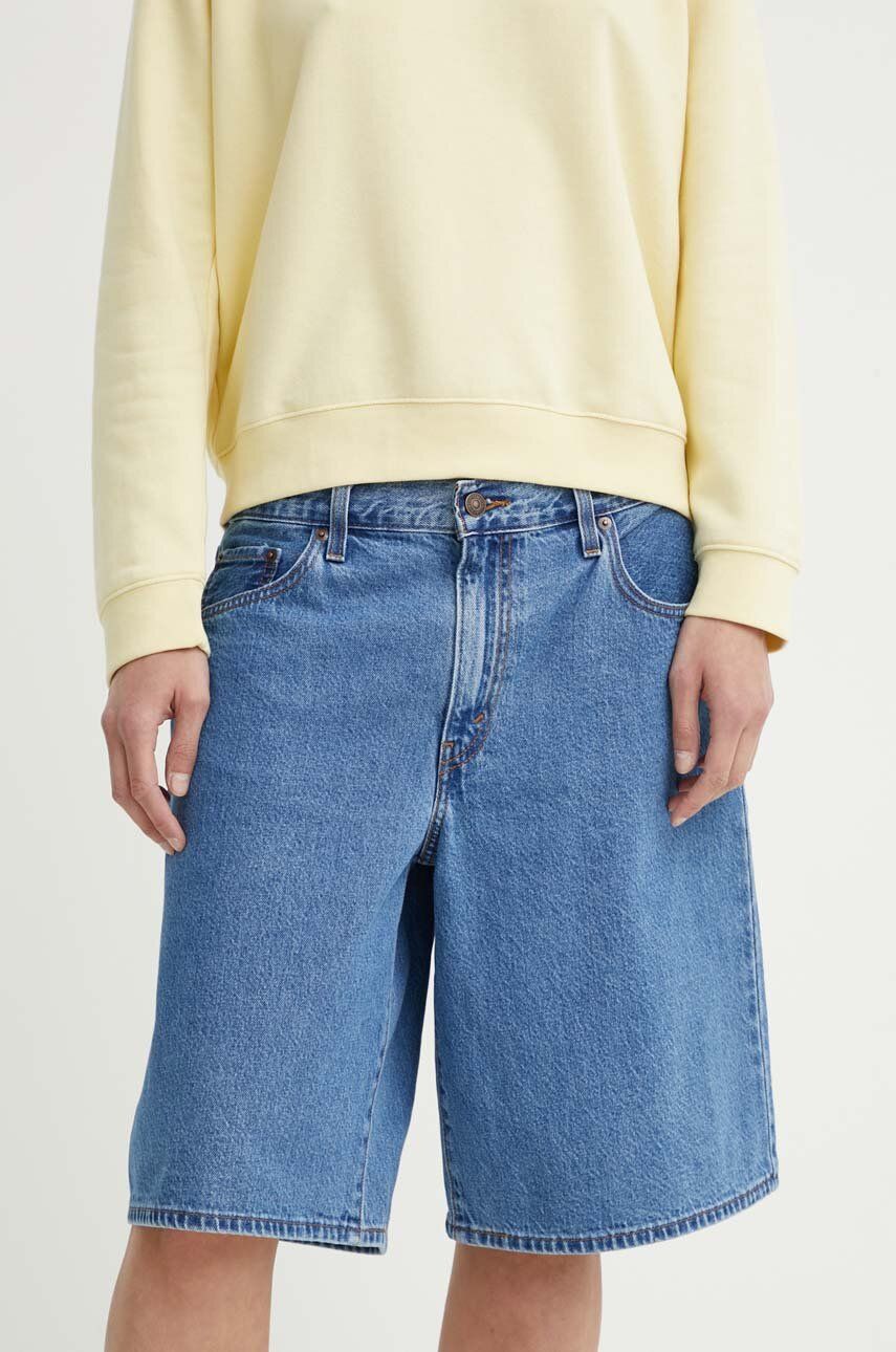 Levi's pantaloni scurti jeans BAGGY DAD femei, neted, high waist, 000MJ