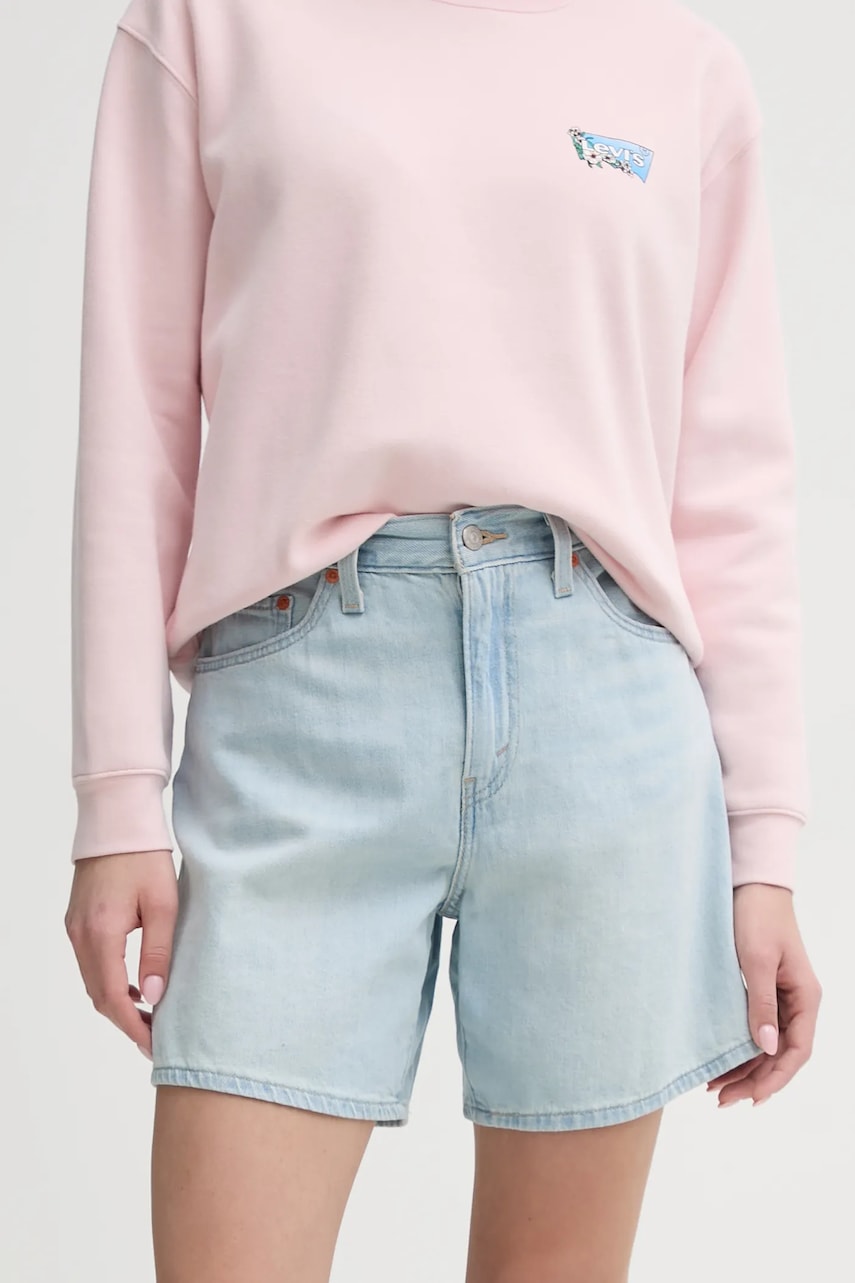 Levi's pantaloni scurti jeans HIGH BAGGY SHORT femei, neted, high waist, A9311 Levi's pantaloni scurti jeans HIGH BAGGY SHORT femei, neted, high waist, A9311