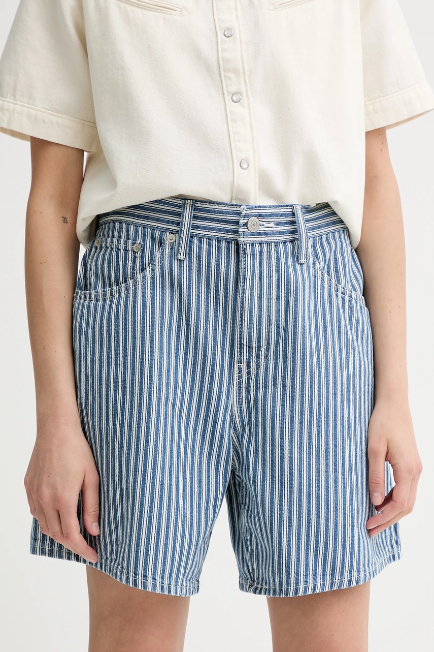 Levně Džínové šortky Levi's HIGH BAGGY SHORT dámské, modrá barva, high waist, A9311