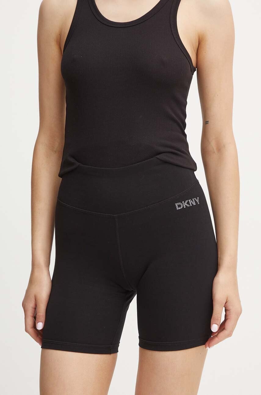 

Къс панталон Dkny в черно с апликация с висока талия DP4S5218, Черен