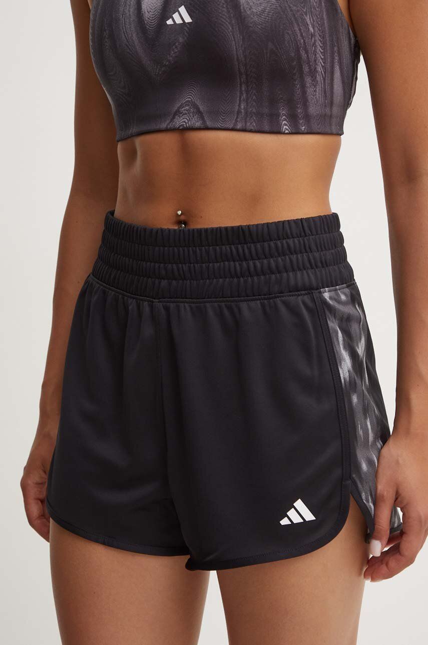 Levně Tréninkové šortky adidas Performance Pacer černá barva, vzorované, high waist, IS6738