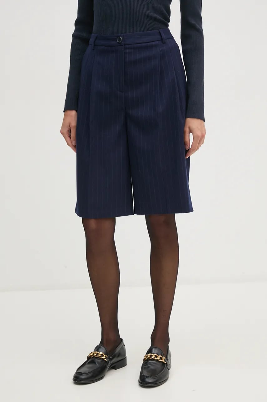 United Colors of Benetton pantaloni scurti femei, culoarea albastru marin, modelator, high waist, 4KHSD901P United Colors of Benetton pantaloni scurti femei, culoarea albastru marin, modelator, high waist, 4KHSD901P