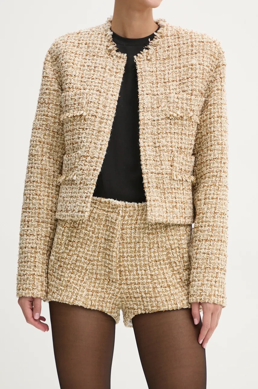 IRO pantaloni scurți din lână culoarea auriu, modelator, medium waist, WM30CAROLINE IRO pantaloni scurți din lână culoarea auriu, modelator, medium waist, WM30CAROLINE