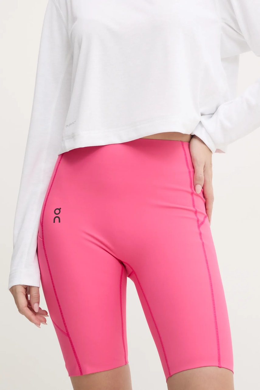 ON running pantaloni scurți de antrenament Movement culoarea roz, neted, high waist, 1WE11912503