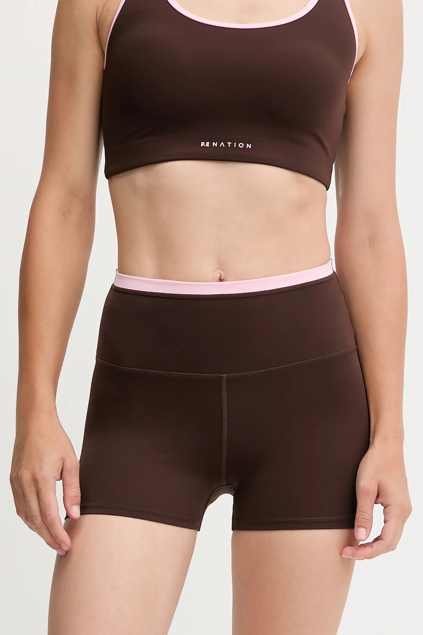 P.E Nation pantaloni scurți Vita culoarea verde, cu imprimeu, high waist, 243S432