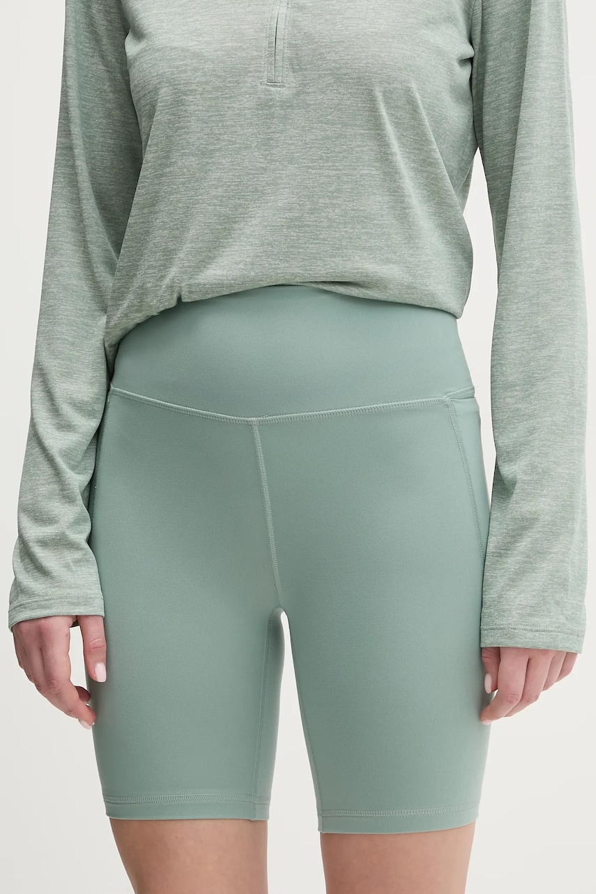Under Armour pantaloni scurți de antrenament Meridian culoarea verde, neted, high waist, 1382521 Under Armour pantaloni scurți de antrenament Meridian culoarea verde, neted, high waist, 1382521