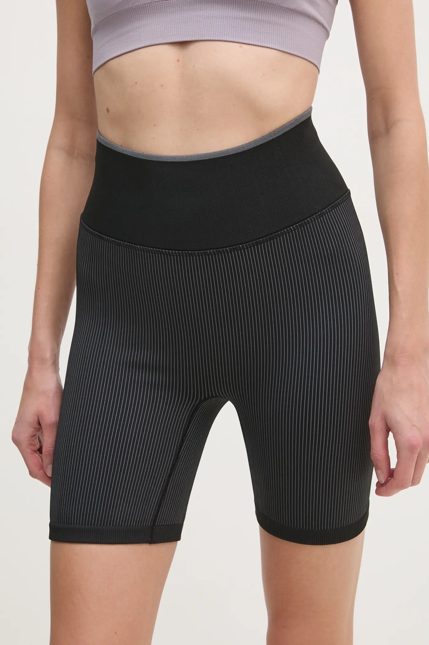 Levně Tréninkové šortky Calvin Klein Performance černá barva, hladké, high waist, 00GWS4L735