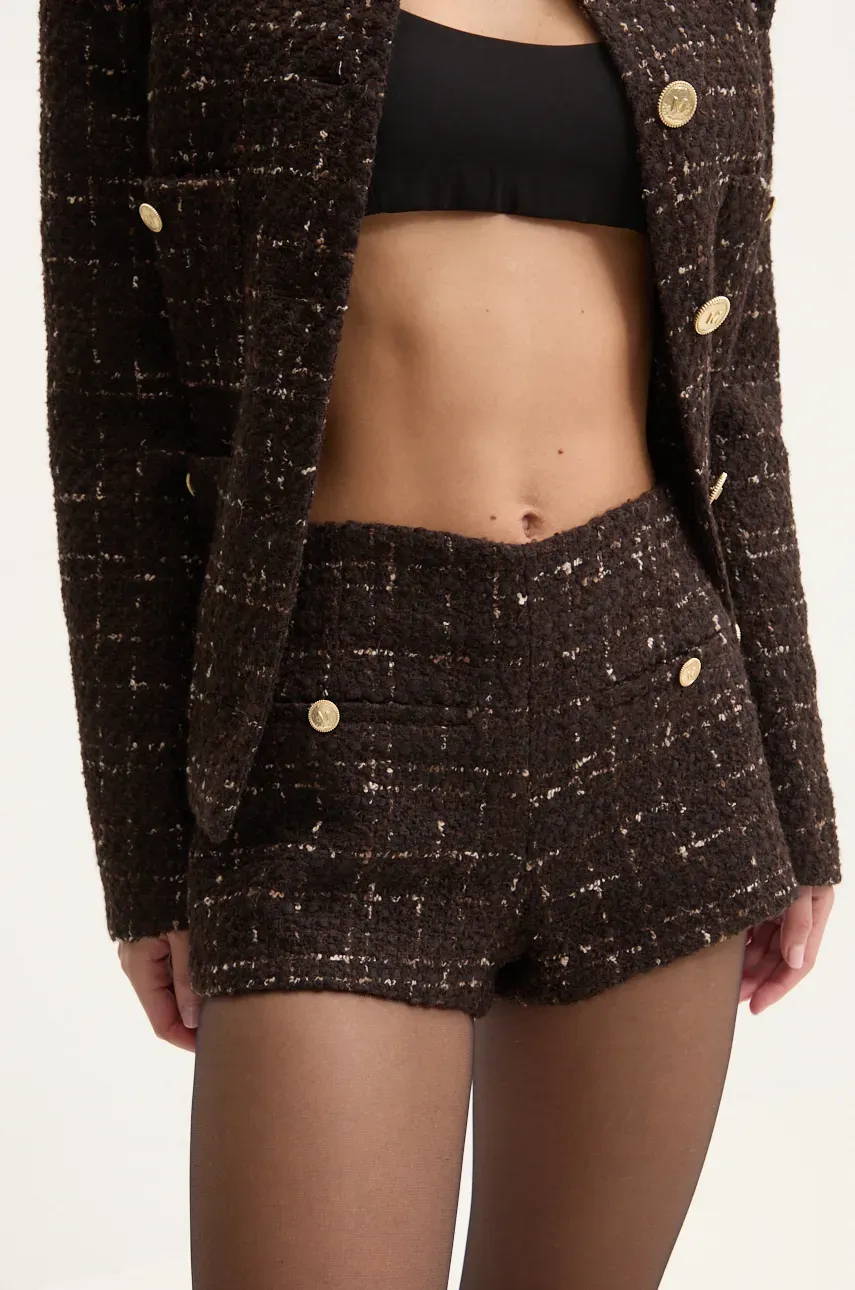 Šortky z vlněné směsi Miss Sixty 6L4PJ1220000 hnědá barva, vzorované, high waist