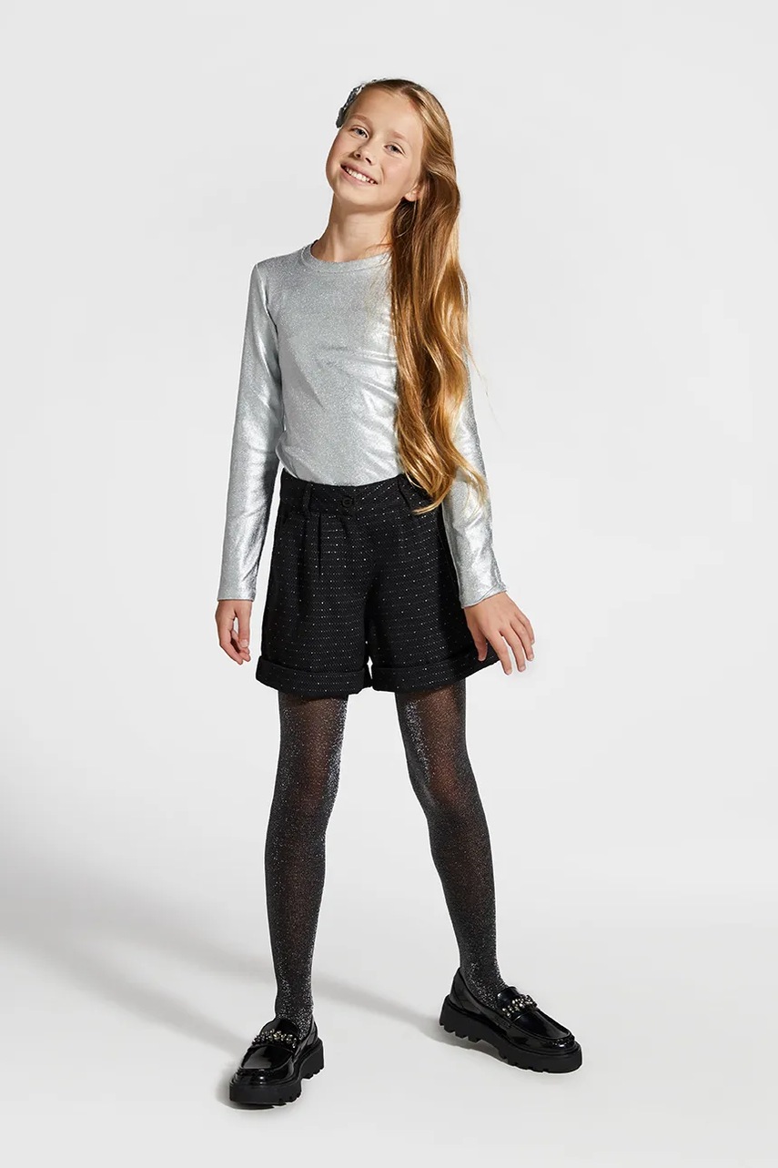 Coccodrillo pantaloni scurti copii culoarea negru, cu imprimeu, ELEGANT PARTY GIRL