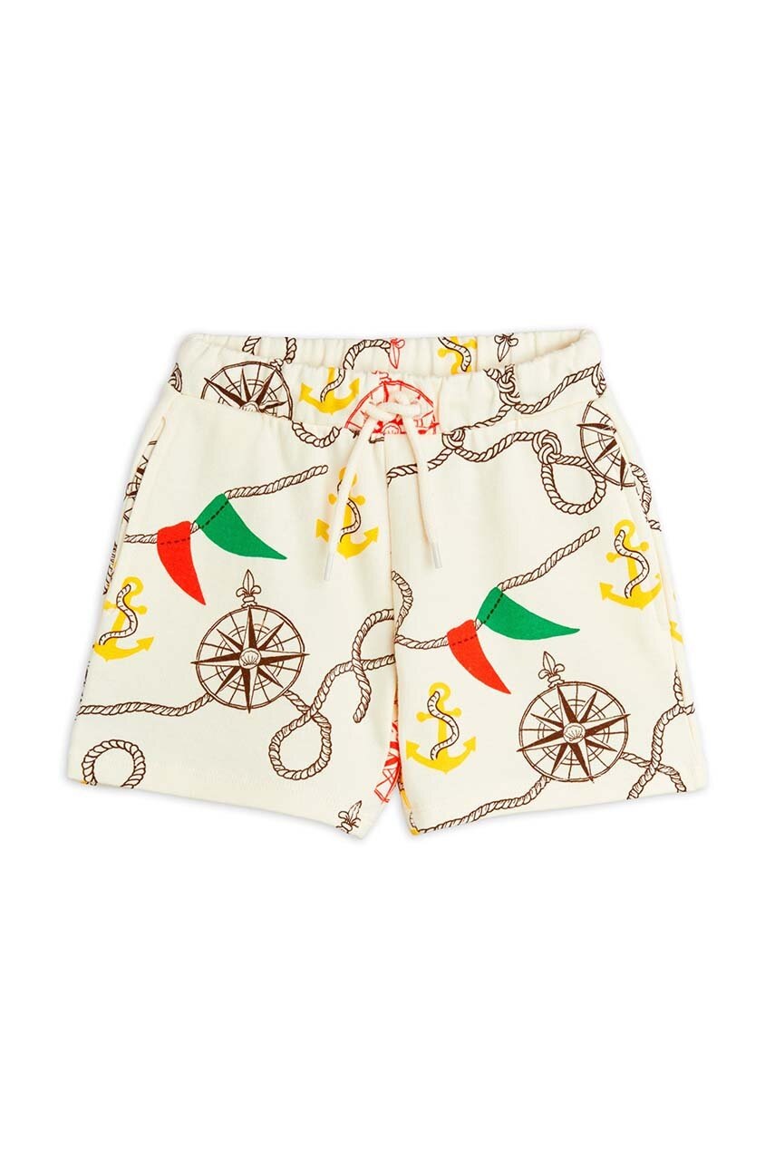 Детские хлопковые шорты Mini Rodini Nautical цвет бежевый с узором