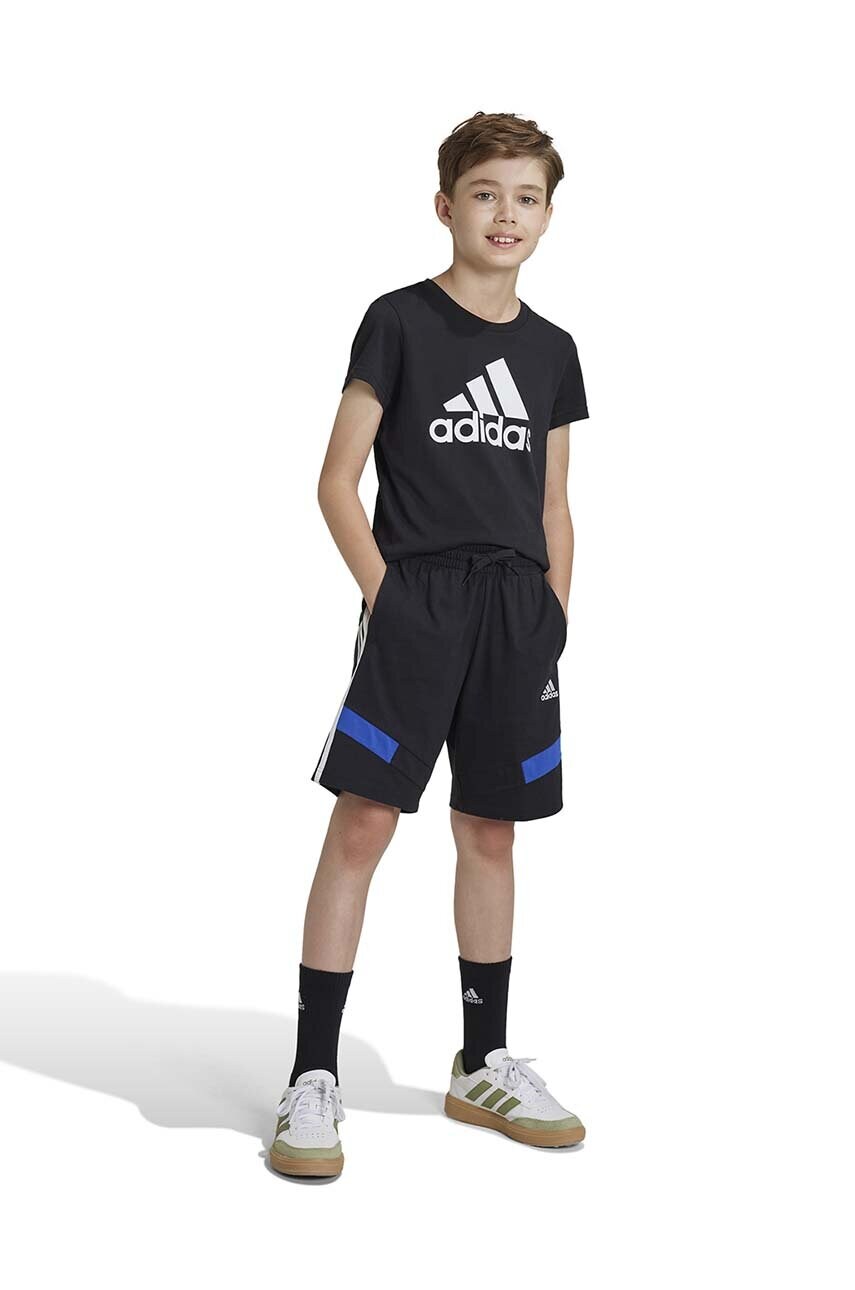 adidas pantaloni scurți din bumbac pentru copii B SH CB culoarea negru, cu imprimeu, talie reglabila, JE0315
