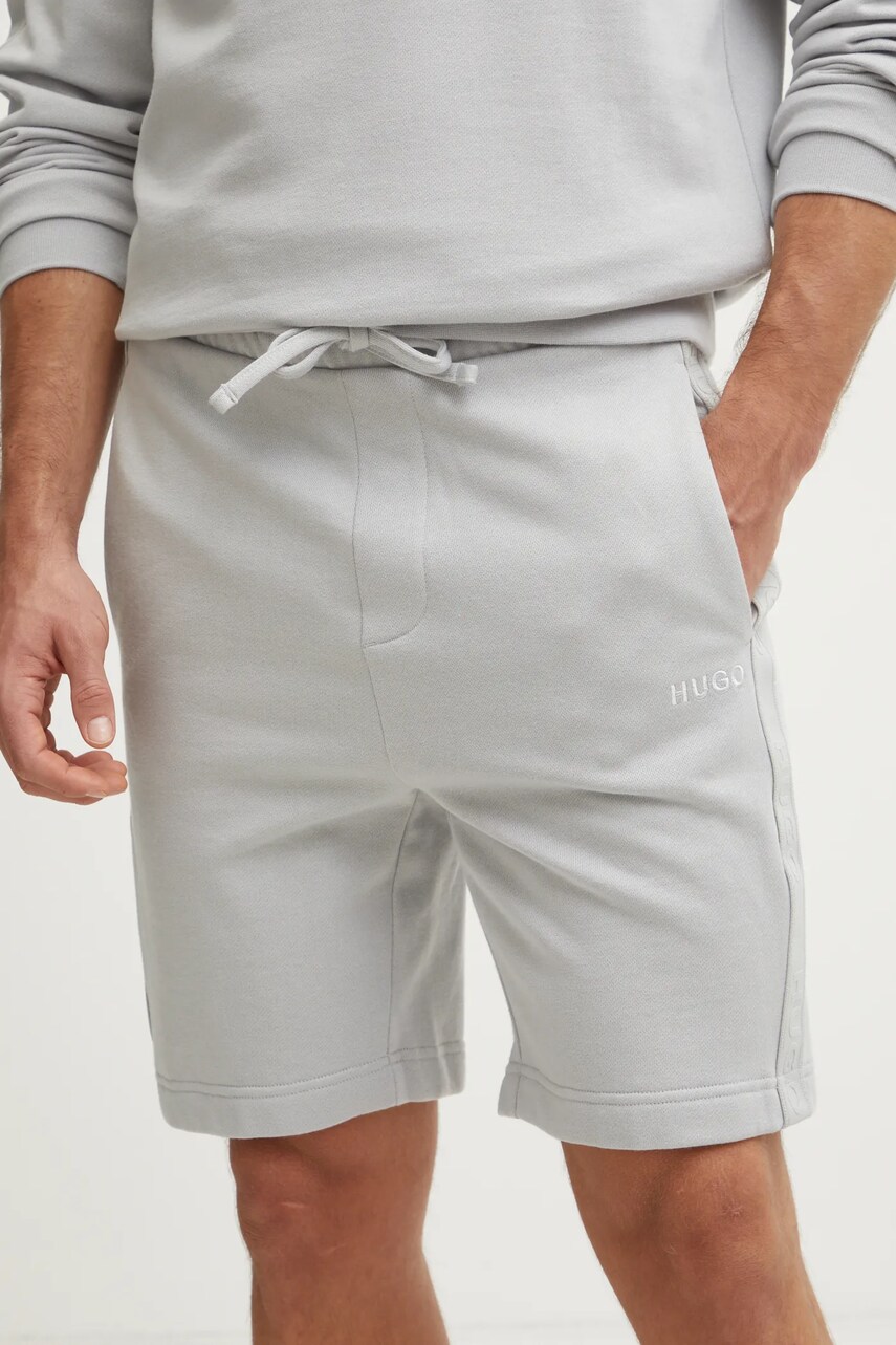 HUGO pantaloni scurți din bumbac lounge culoarea gri, 50520492
