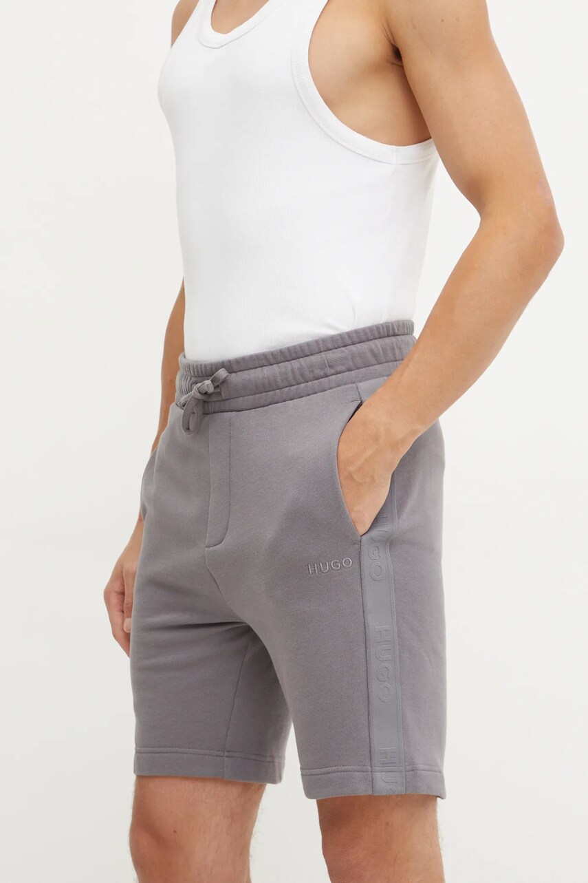 HUGO pantaloni scurți din bumbac lounge culoarea gri, 50520492