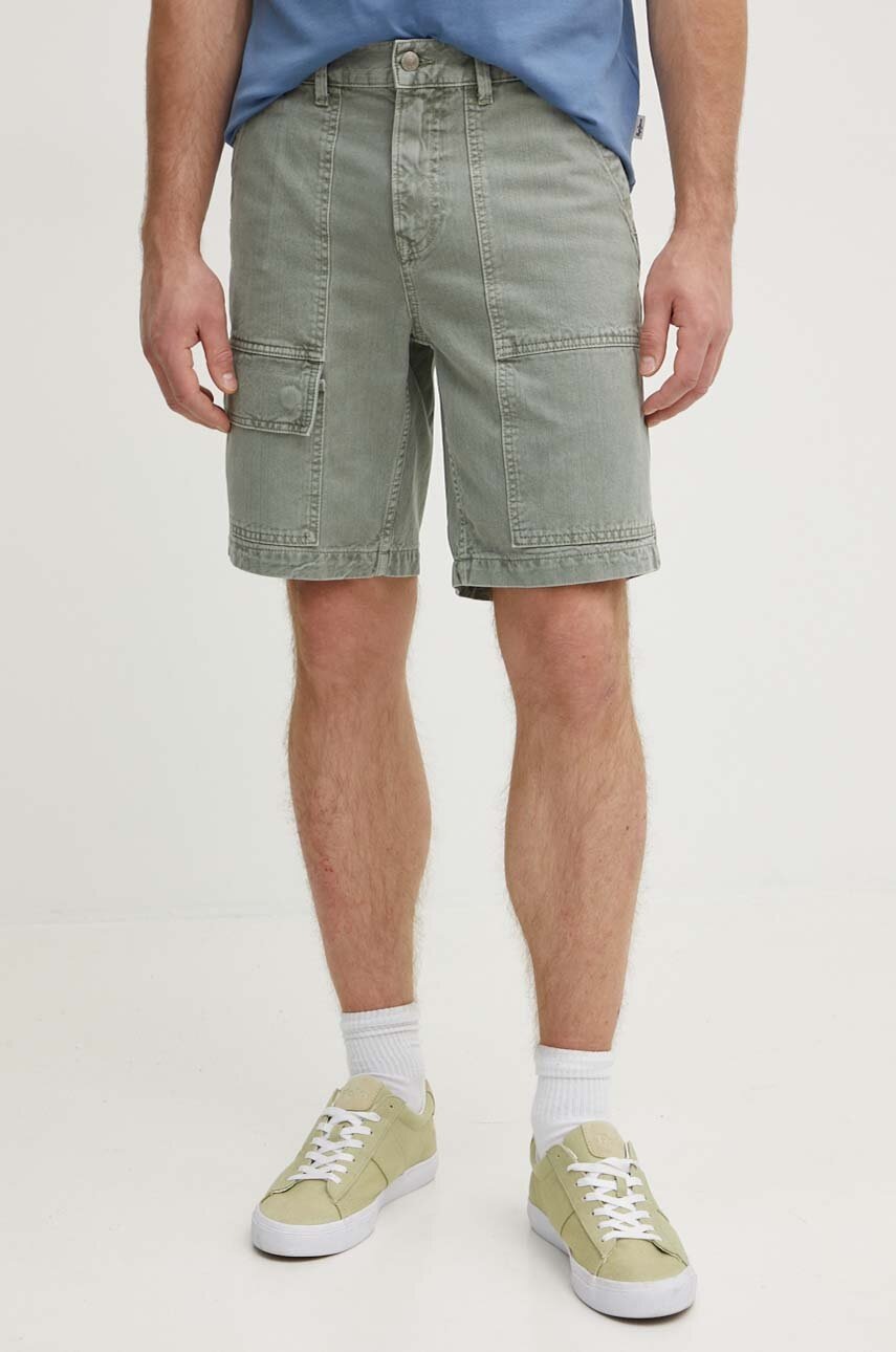 Pepe Jeans pantaloni scurti jeans RELAXED SHORT UTILITY COLOUR barbati, culoarea verde, PM801121