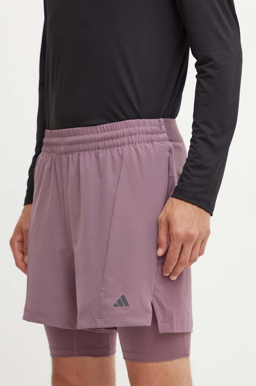 adidas Performance pantaloni scurți de antrenament Yoga culoarea violet, IY1633