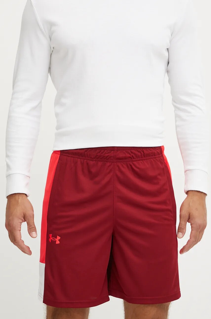 Under Armour pantaloni scurti de antrenament Zone 7 culoarea bordo, 1383389