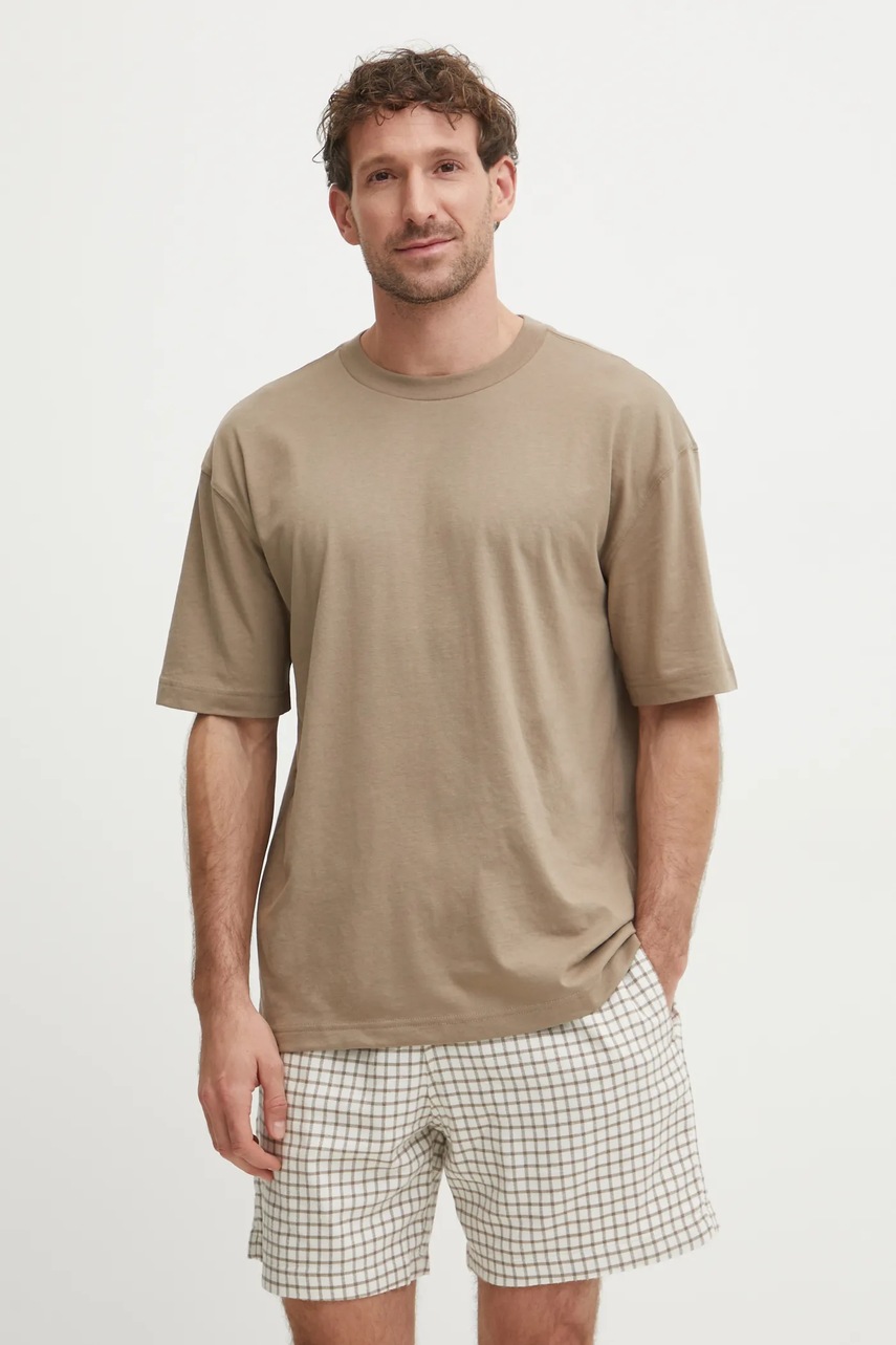 

Пижама Hollister Co. мъжка в бежово с десен KI313-4012, Бежов