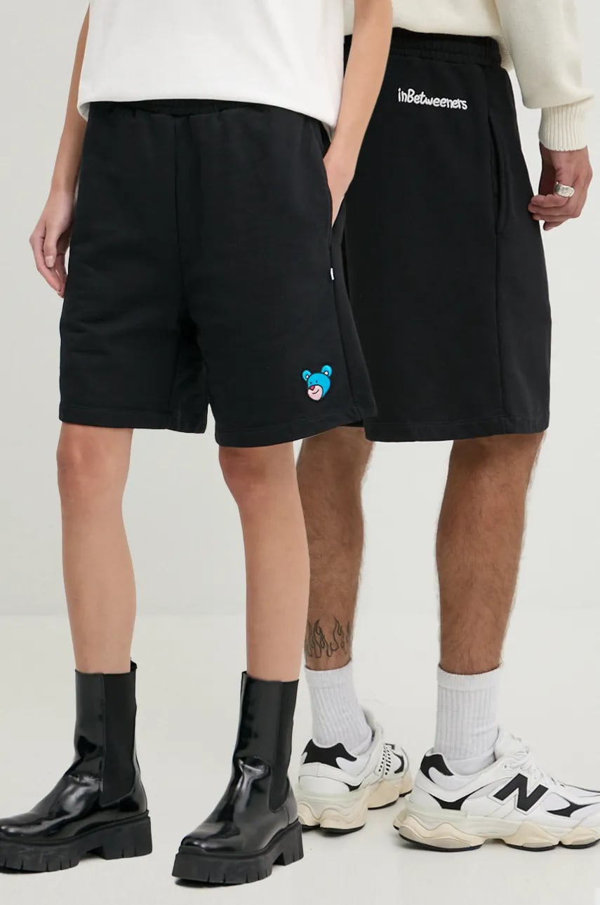 Inbetweeners pantaloni scurti din bumbac culoarea negru, cu imprimeu, F4TWUABE050 Inbetweeners pantaloni scurti din bumbac culoarea negru, cu imprimeu, F4TWUABE050