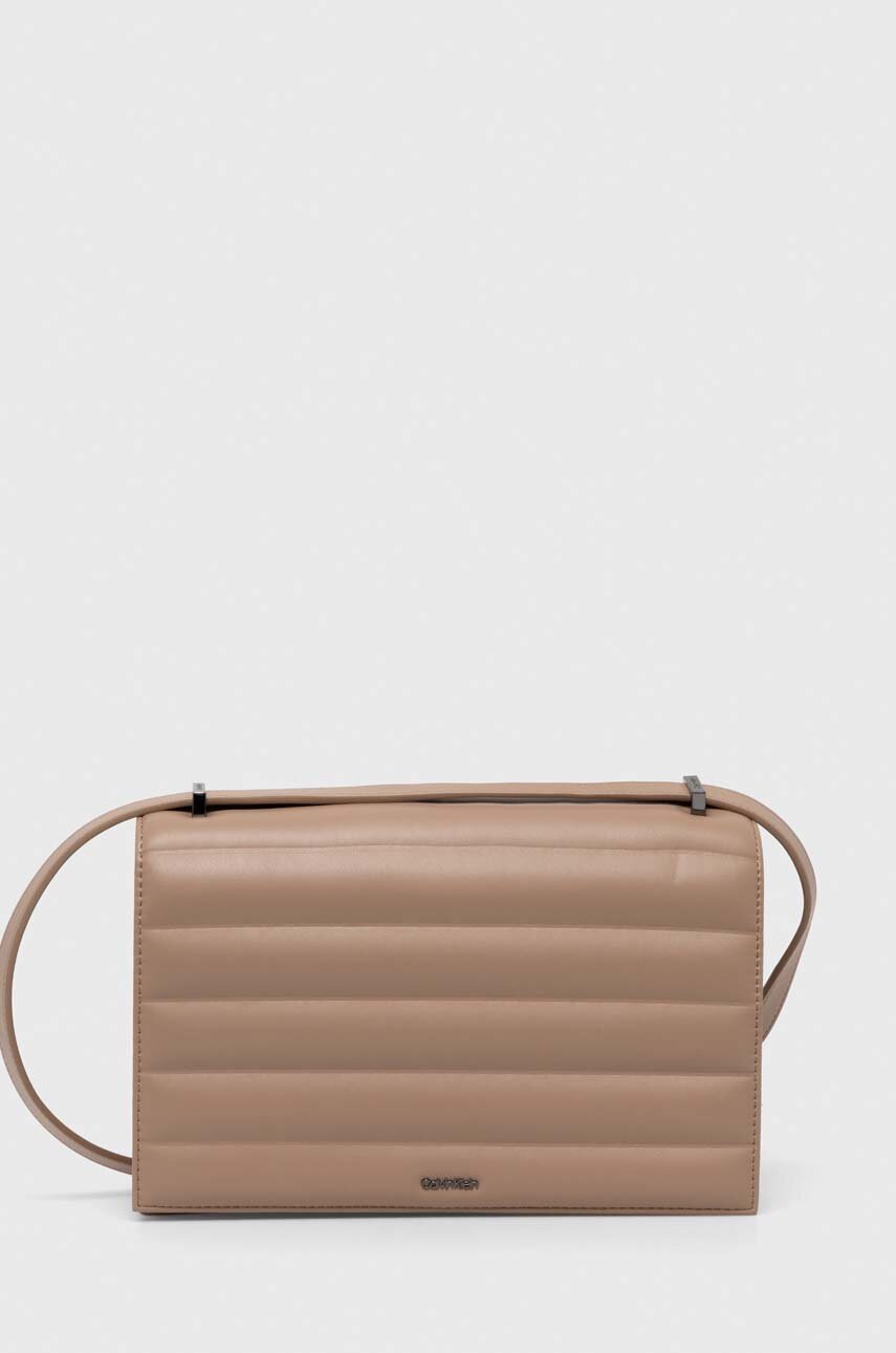 Τσάντα Calvin Klein χρώμα: μπεζ, K60K612117 φωτογραφία