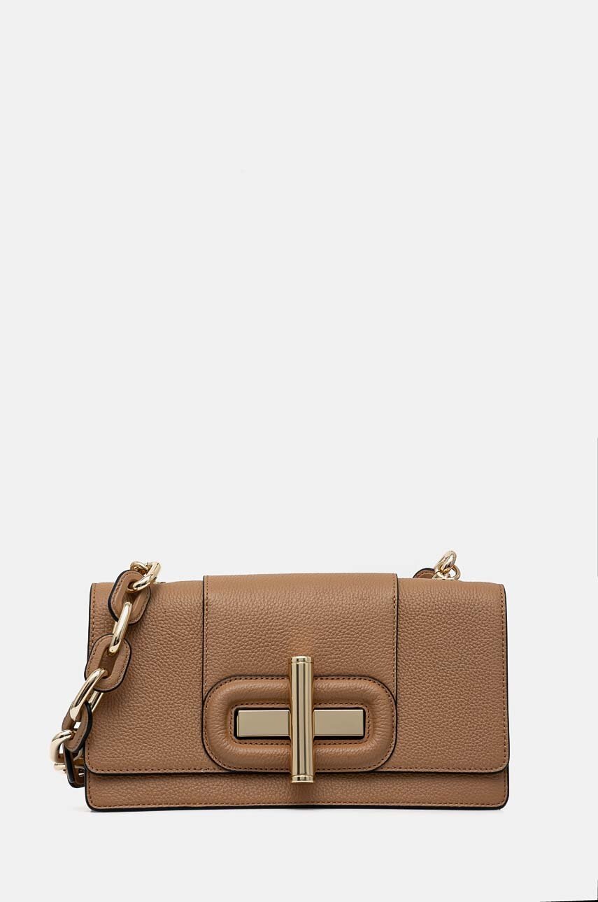 

Кожена чанта Tommy Hilfiger в бежово AW0AW16401, Бежов