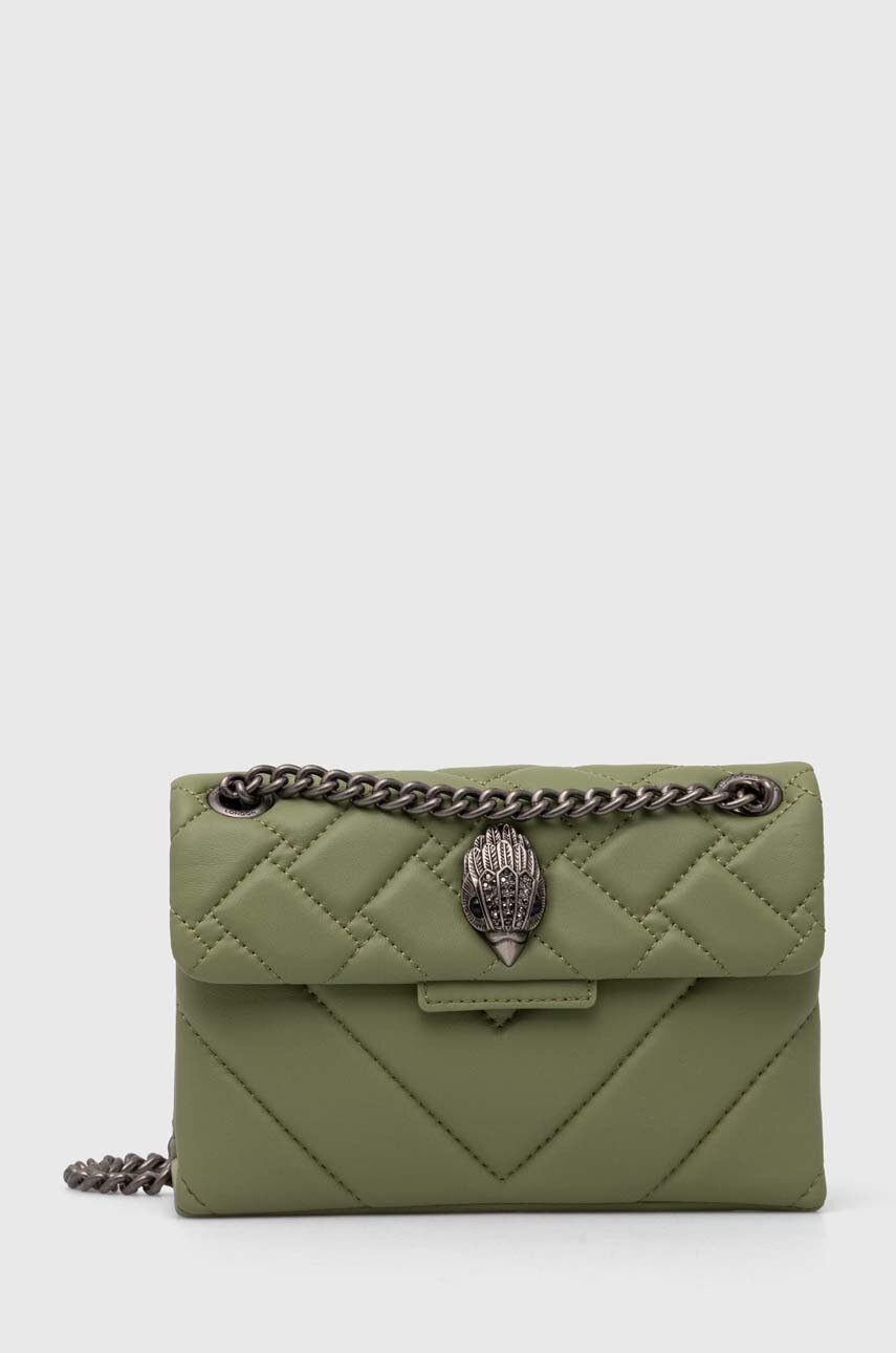 

Кожена чанта Kurt Geiger London LEATHER MINI KENSINGTON в зелено 846376109, Зелен