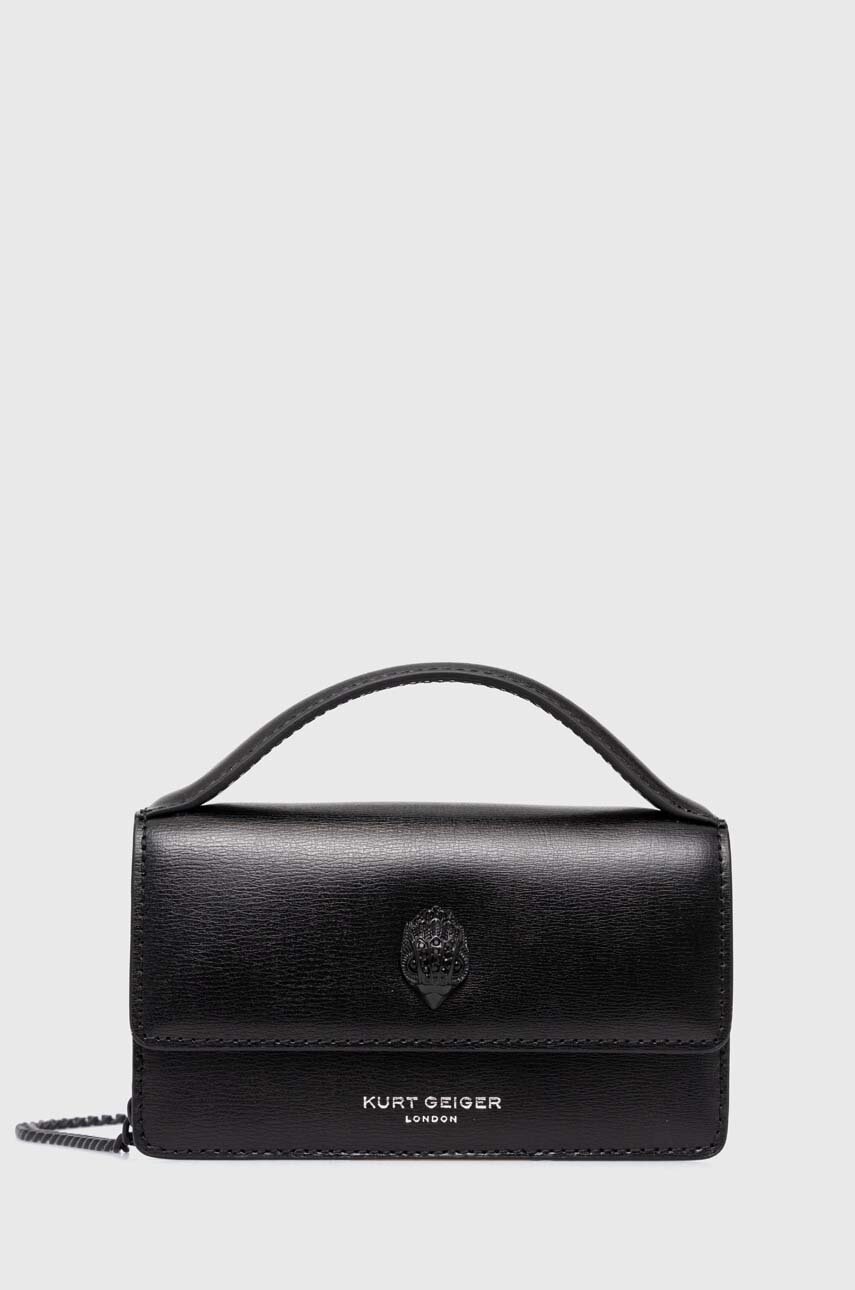

Кожена чанта Kurt Geiger London XS BOND TOP HANDLE BAG DR в черно 2746500109, Черен