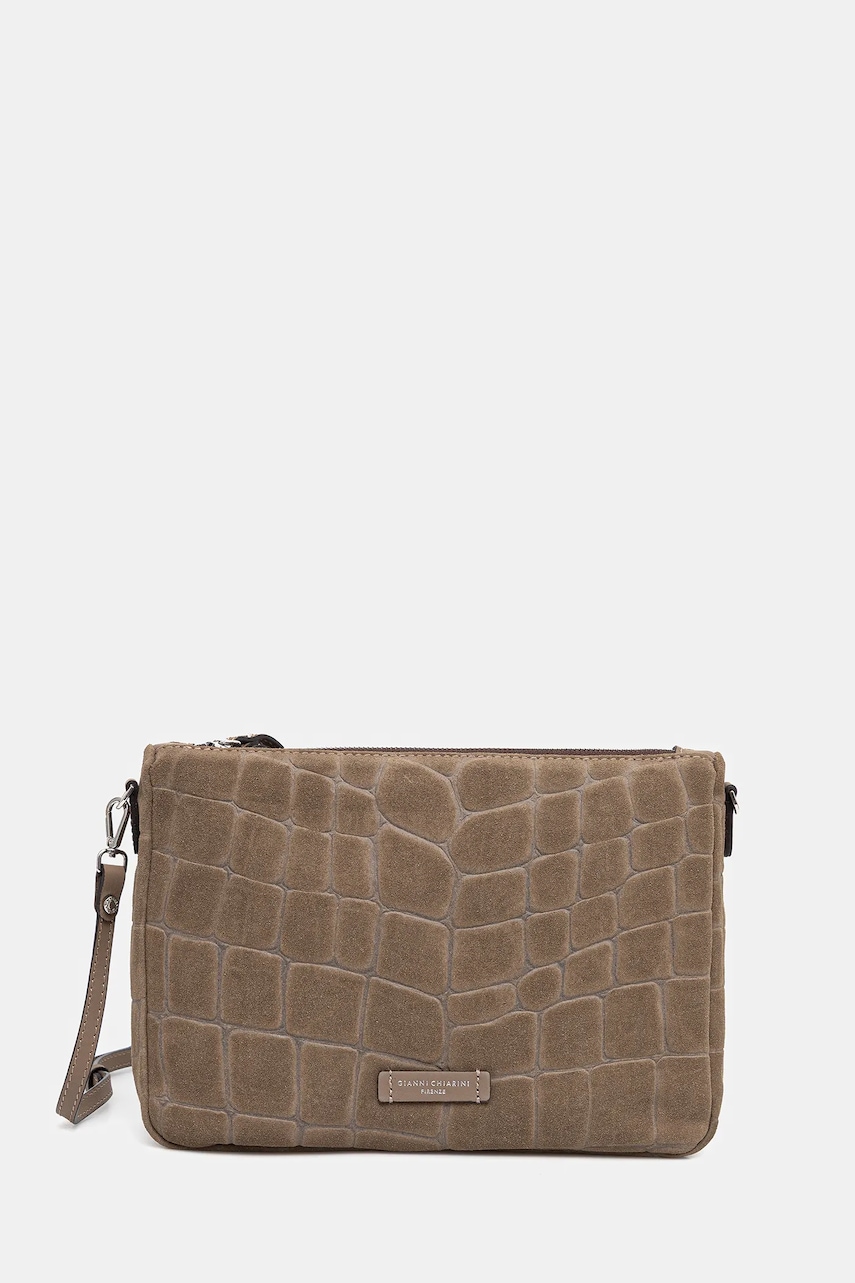 Gianni Chiarini geantă de mână din piele întoarsă NORA POUCH culoarea maro, BS 10225 CM-PL