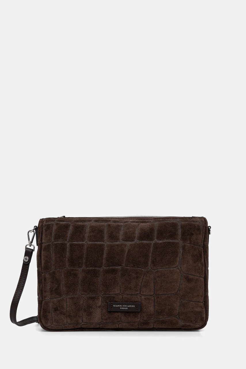 Levně Semišová kabelka Gianni Chiarini NORA POUCH hnědá barva, BS 10225 CM-PL