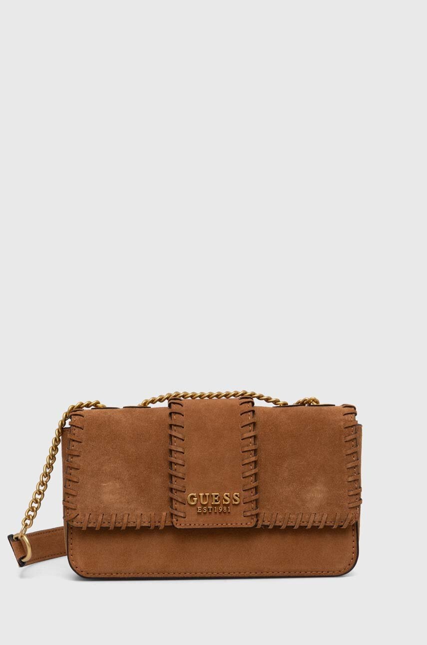 

Велурена чанта Guess LIBERA в кафяво HWSA90 02210, Кафяв