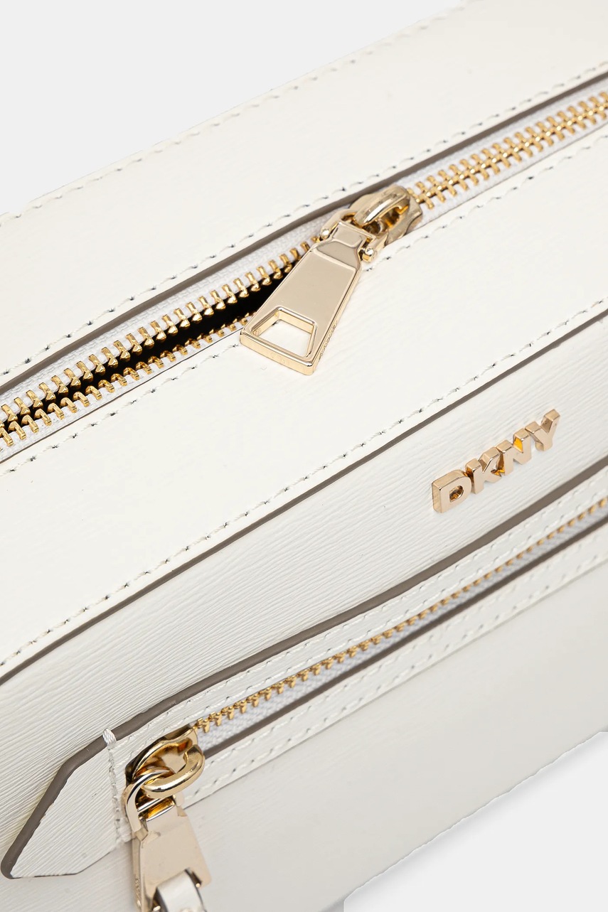 Δερμάτινη τσάντα Dkny χρώμα: μπεζ, R42E3E22 φωτογραφία