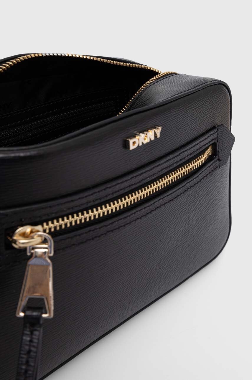 Δερμάτινη τσάντα Dkny χρώμα: μαύρο, R42E3E22 φωτογραφία