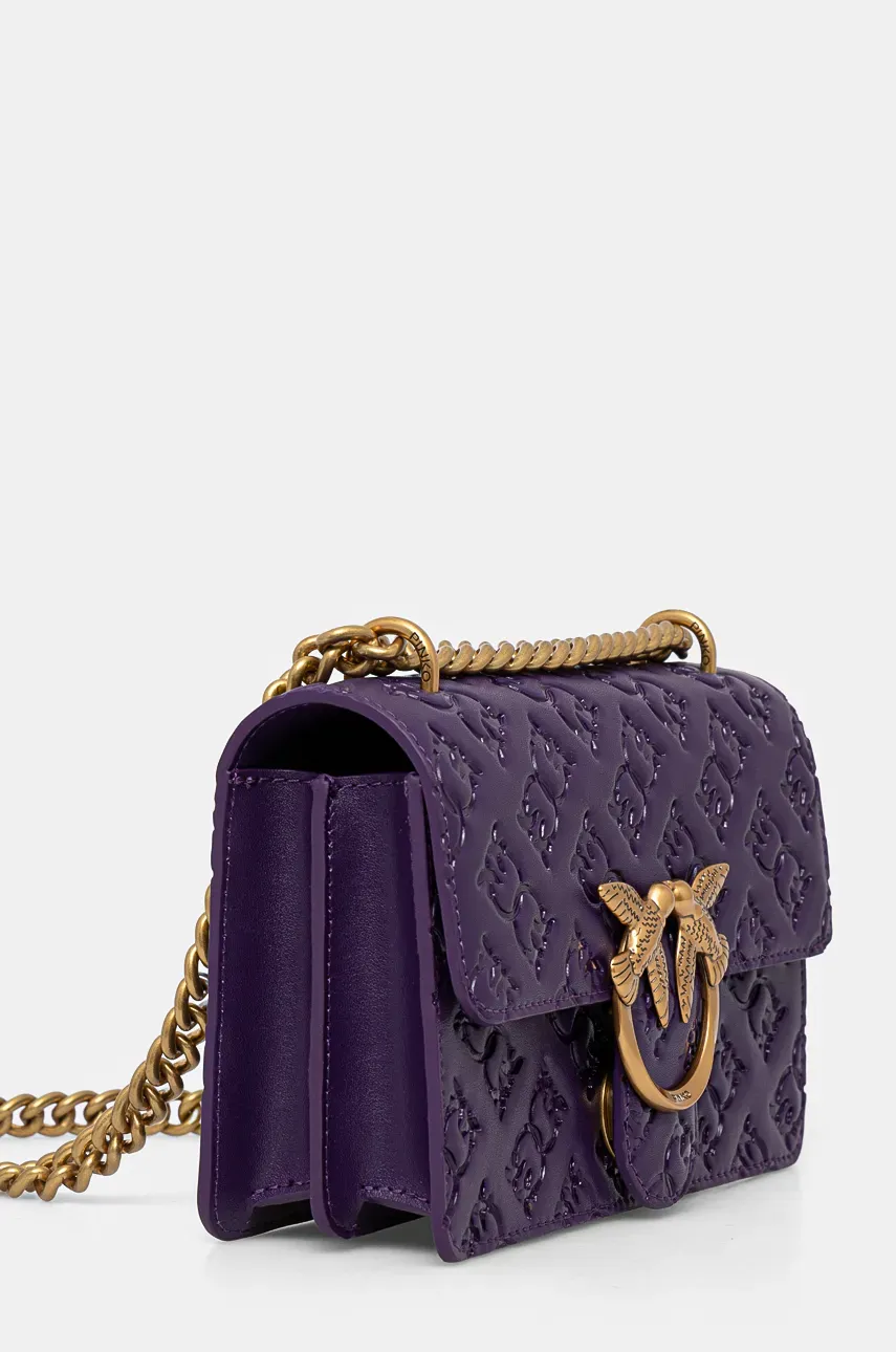 Кожаная сумочка Pinko цвет фиолетовый 100074 A1YB Кожаная сумочка Pinko цвет фиолетовый 100074 A1YB