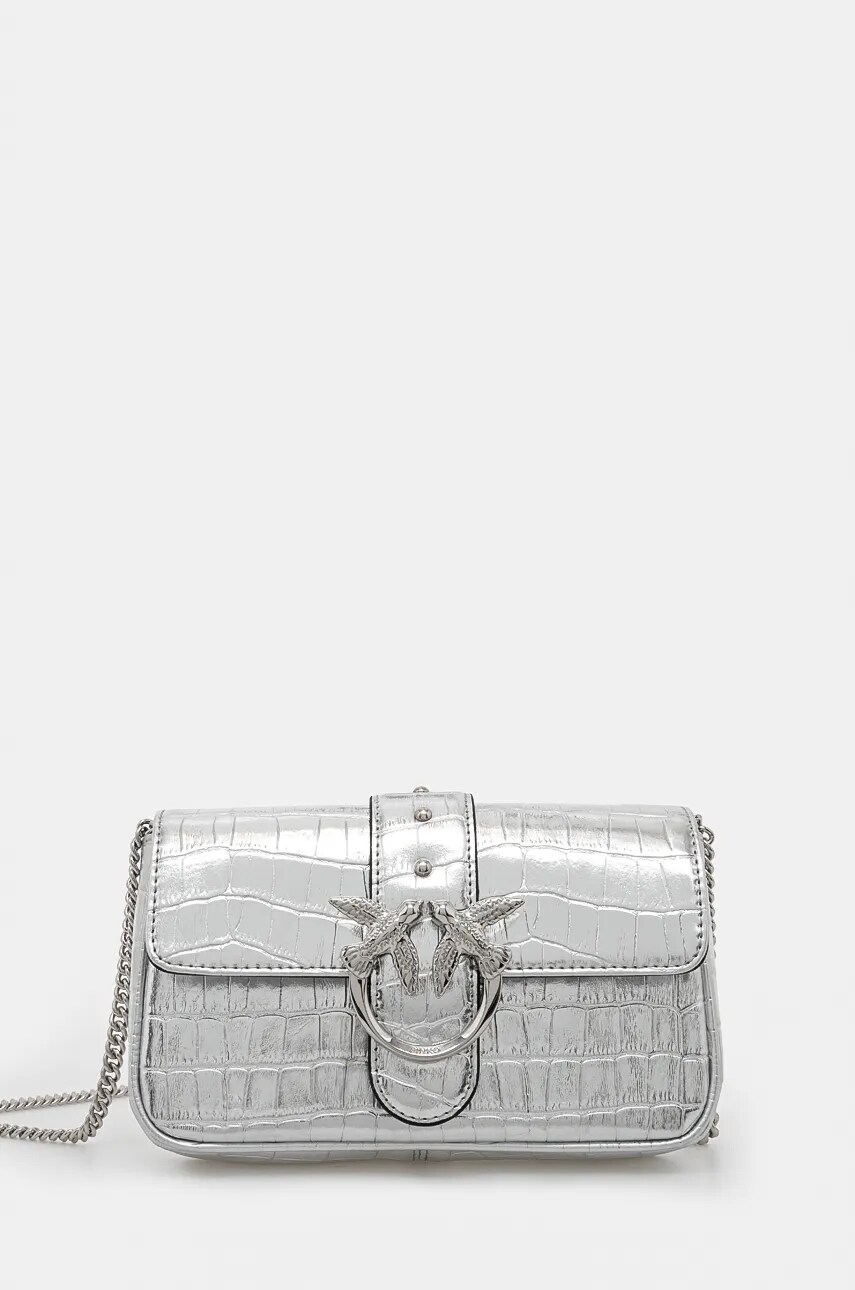 

Кожена чанта Pinko в сребристо 103838 A1W5, Сребърен