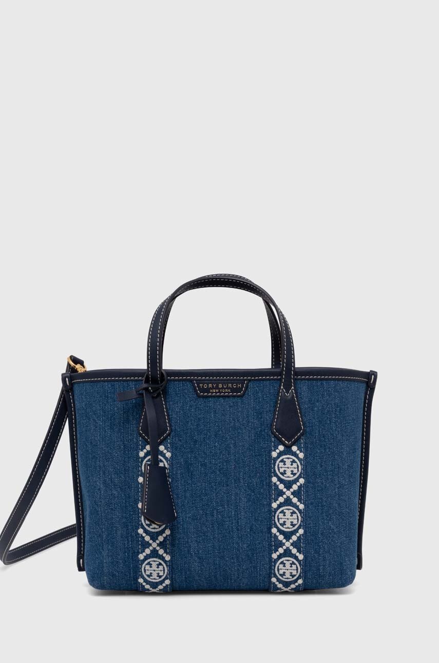 

Чанта Tory Burch Perry Denim Triple-Compartment Small в тъмносиньо 154619.426, Тъмносин