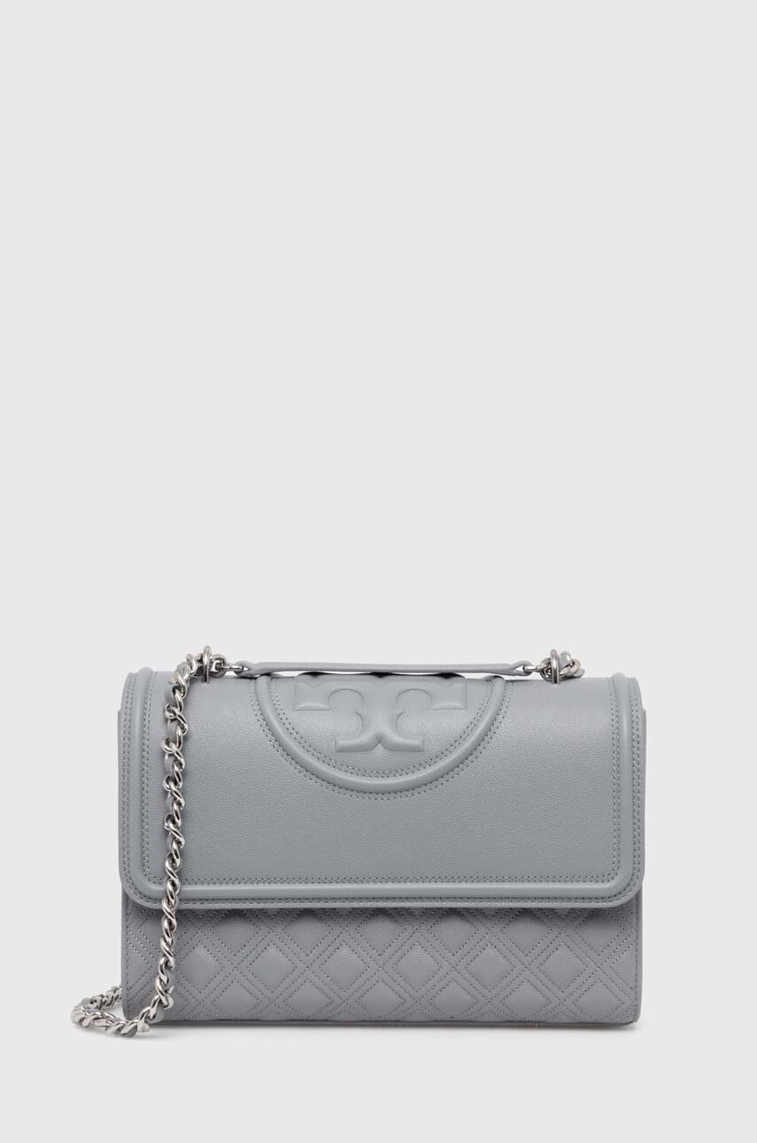 

Кожена чанта Tory Burch Fleming Soft 158434.4, Сив