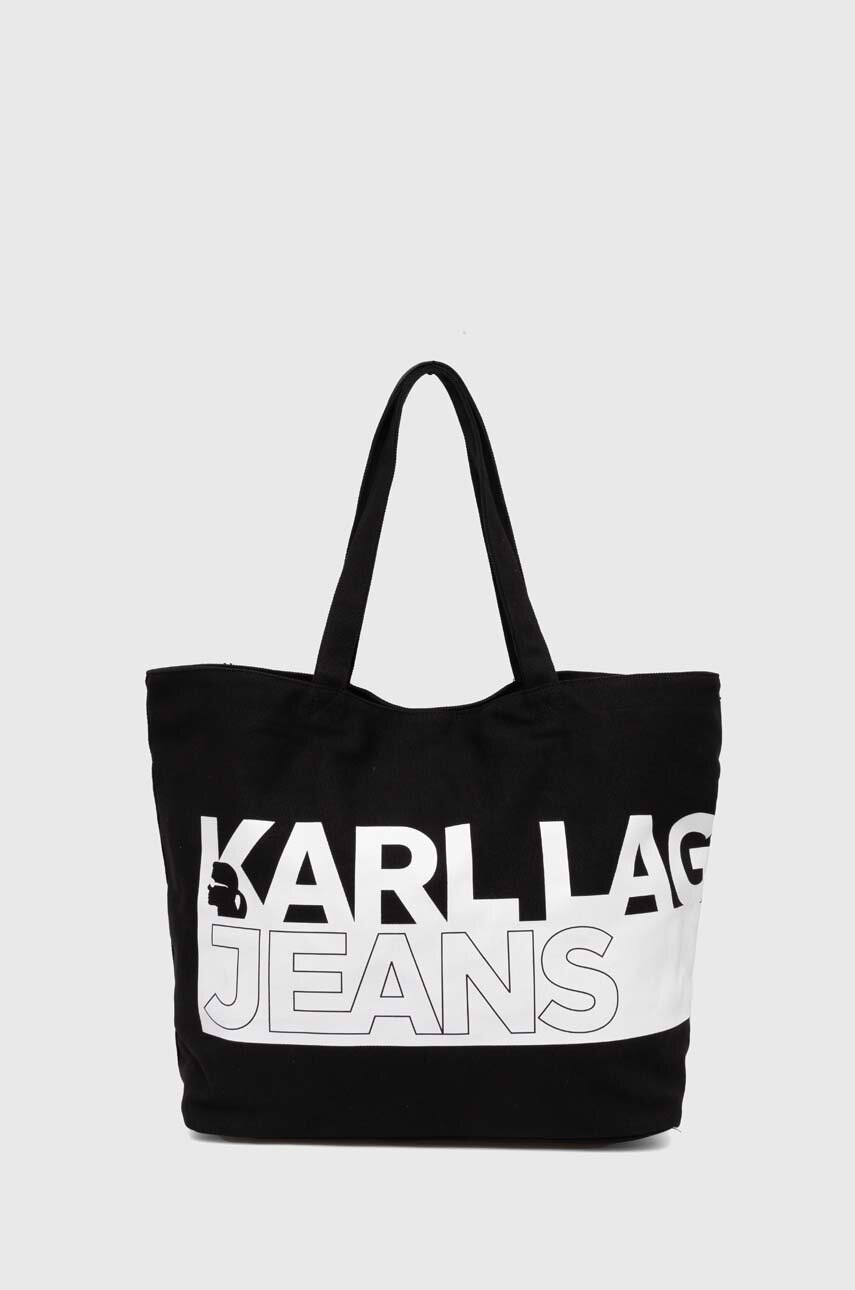 

Памучна чанта Karl Lagerfeld Jeans в черно 245J3051, Черен