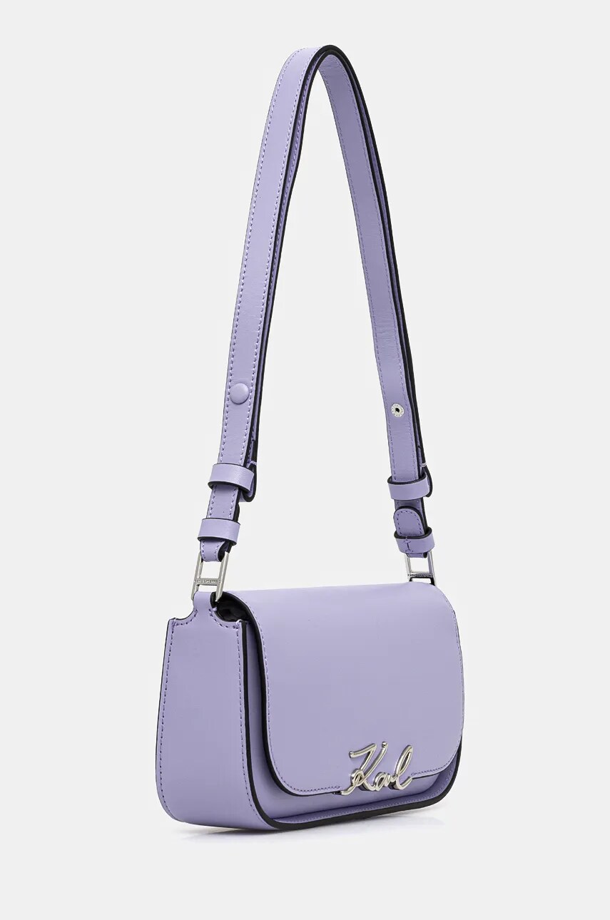 Кожаная сумочка Karl Lagerfeld цвет фиолетовый 245W3043 Кожаная сумочка Karl Lagerfeld цвет фиолетовый 245W3043