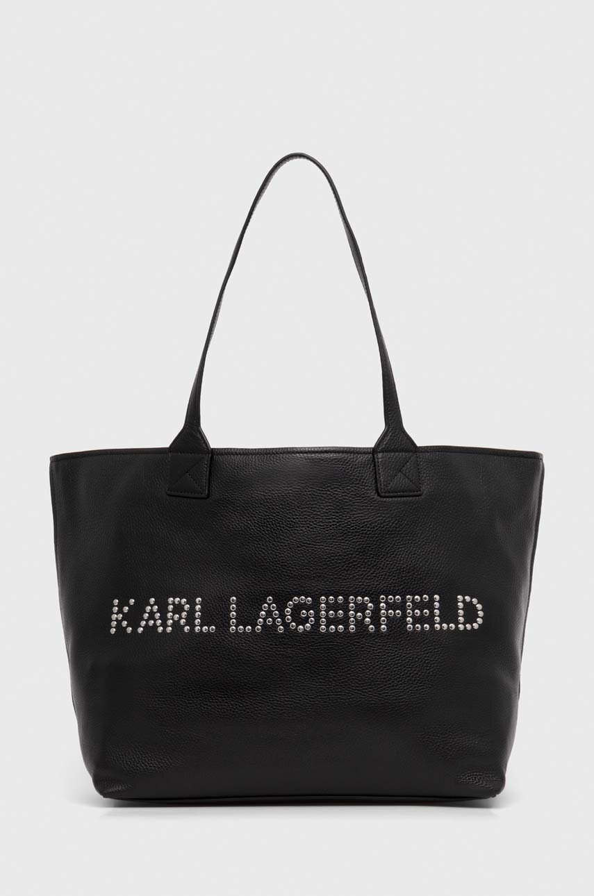 

Кожена чанта Karl Lagerfeld в черно 245W3086, Черен