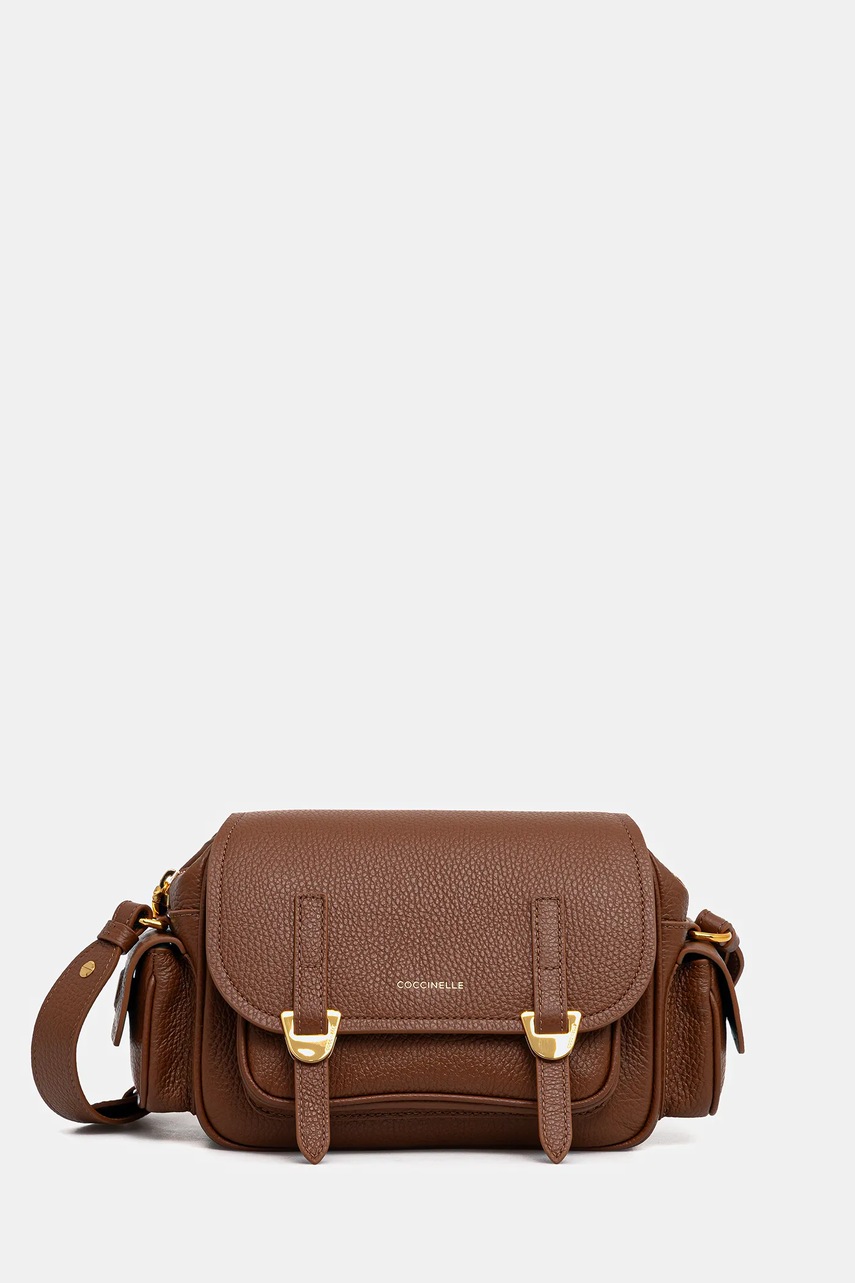 Coccinelle poșetă de piele COCCINELLECAMPUS culoarea bej, E1 RFF 15 02 01