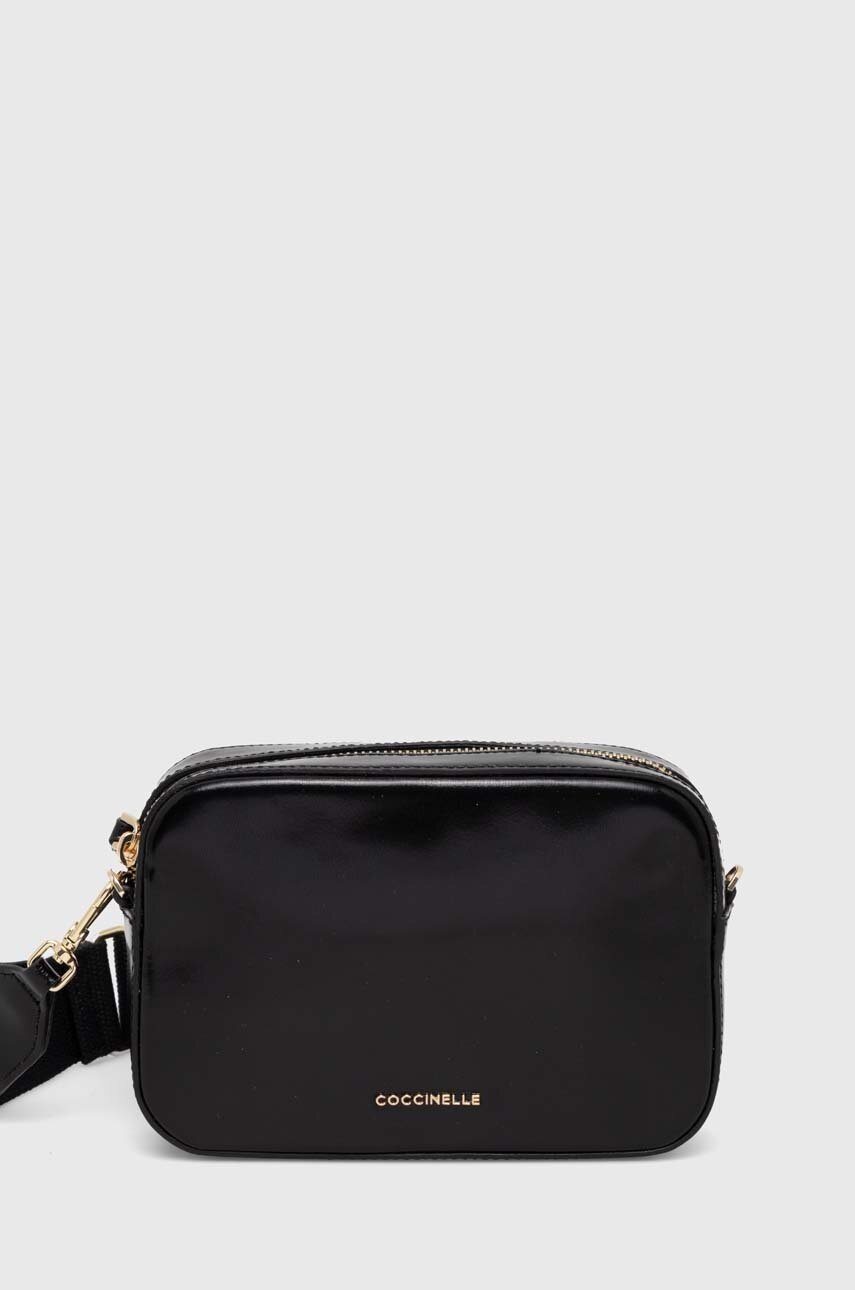 

Кожена чанта Coccinelle TEBE SHINY CALF в черно E5 RUT 55 I1 01, Черен
