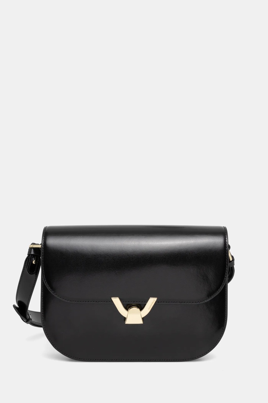 Coccinelle poseta de piele COCCINELLEDEW SHINY CALF culoarea negru, E1 RTP 15 01 01